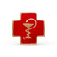 Серебряный значок Медицинский символ Крест, чаша и змея 15 х 15 с позолотой и эмалью 930785